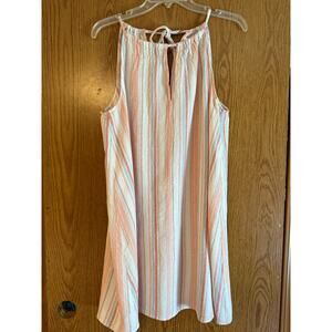 Loft Outlet Lounge Linen Blend Dress Size M Pink/Blue/White